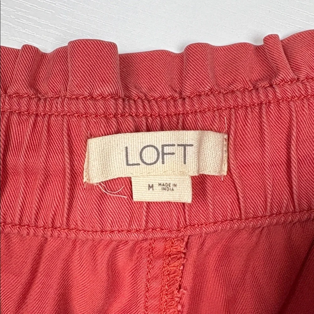 Ann Taylor LOFT High Rise Paperbag Tapered Pant Minimalist Coral Red Medium - Picture 7 of 8
